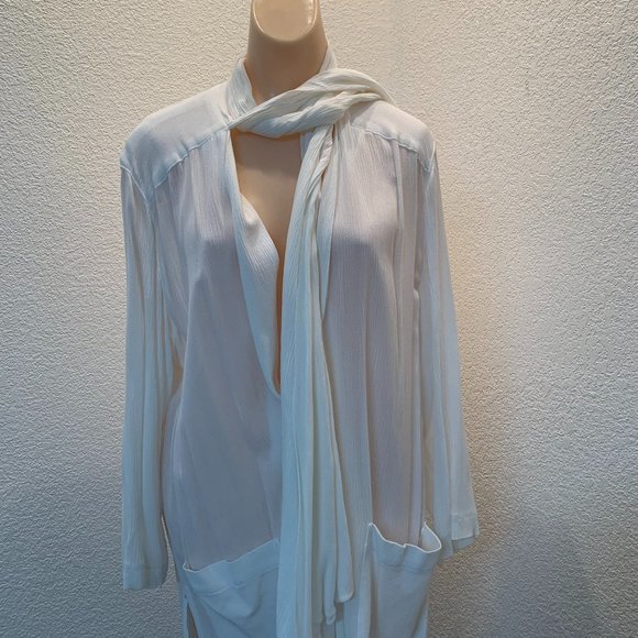 Vintage white jacket with attached scarf size 6 - Picture 5 of 12